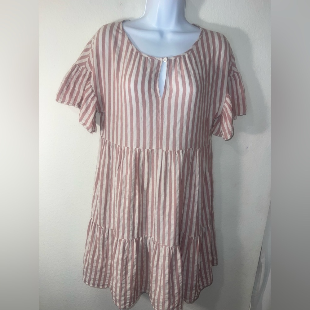 Velvet by Graham & Spencer Pink and White Striped Dress